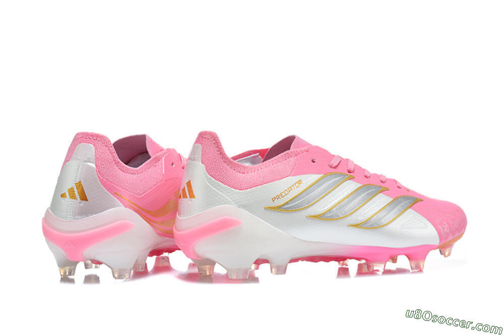 Adidas Predator 26 Elite FG Firm Ground Soccer Cleats - Pink/Berry Pink/Metallic Silver 9