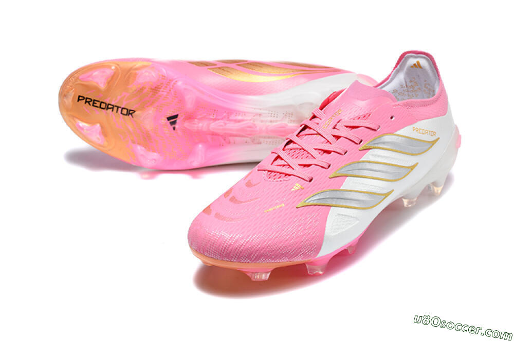 Adidas Predator 26 Elite FG Firm Ground Soccer Cleats - Pink/Berry Pink/Metallic Silver 3