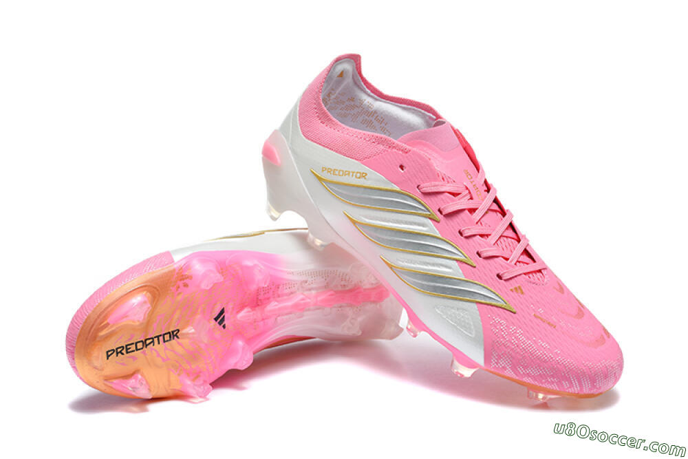 Adidas Predator 26 Elite FG Firm Ground Soccer Cleats - Pink/Berry Pink/Metallic Silver 4