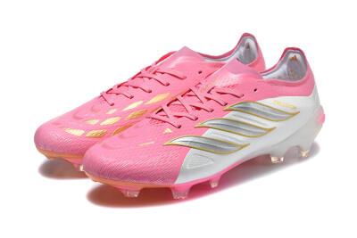 Adidas Predator 26 Elite FG Firm Ground Soccer Cleats - Pink/Berry Pink/Metallic Silver