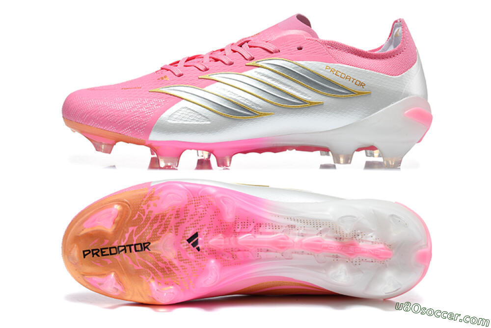 Adidas Predator 26 Elite FG Firm Ground Soccer Cleats - Pink/Berry Pink/Metallic Silver 0