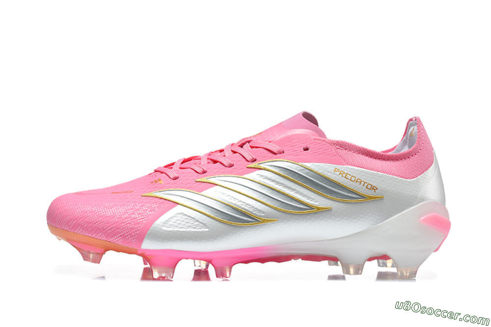 Adidas Predator 26 Elite FG Firm Ground Soccer Cleats - Pink/Berry Pink/Metallic Silver 2