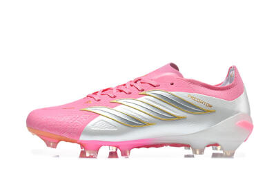 Adidas Predator 26 Elite FG Firm Ground Soccer Cleats - Pink/Berry Pink/Metallic Silver