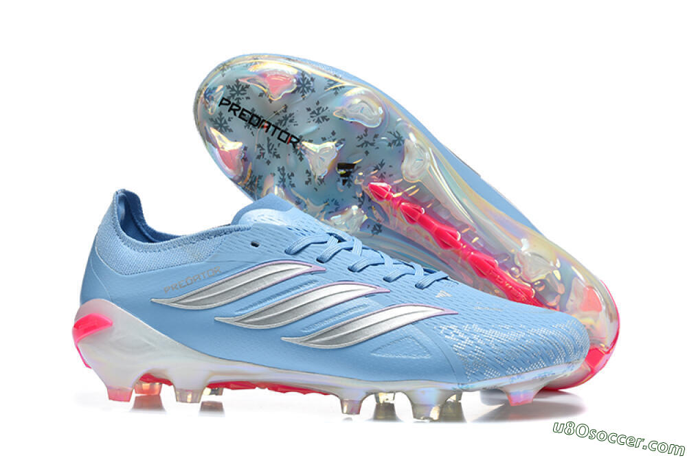 Adidas Predator 26 Elite FG Firm Ground Soccer Cleats - Blue/Ice Blue/Metallic Silver 1