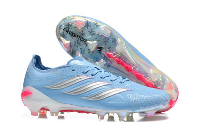 Adidas Predator 26 Elite FG Firm Ground Soccer Cleats - Blue/Ice Blue/Metallic Silver