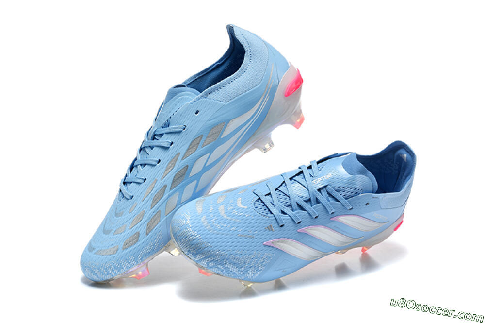 Adidas Predator 26 Elite FG Firm Ground Soccer Cleats - Blue/Ice Blue/Metallic Silver 6