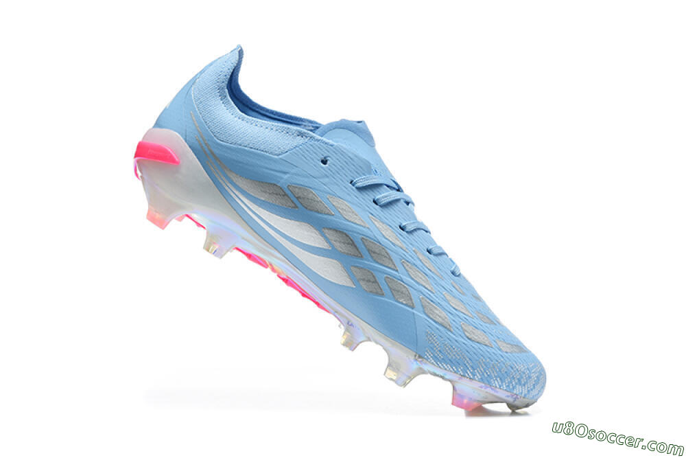 Adidas Predator 26 Elite FG Firm Ground Soccer Cleats - Blue/Ice Blue/Metallic Silver 7