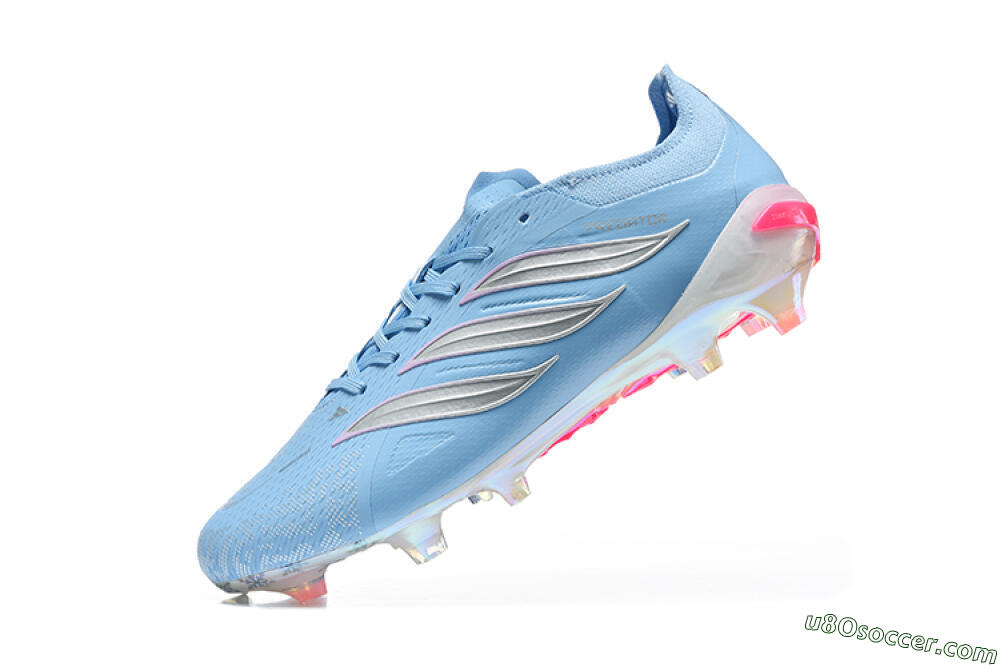 Adidas Predator 26 Elite FG Firm Ground Soccer Cleats - Blue/Ice Blue/Metallic Silver 8