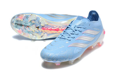 Adidas Predator 26 Elite FG Firm Ground Soccer Cleats - Blue/Ice Blue/Metallic Silver