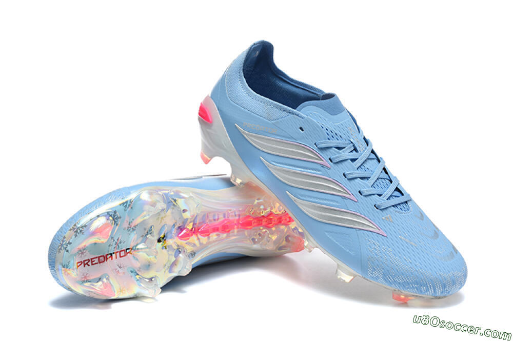 Adidas Predator 26 Elite FG Firm Ground Soccer Cleats - Blue/Ice Blue/Metallic Silver 4