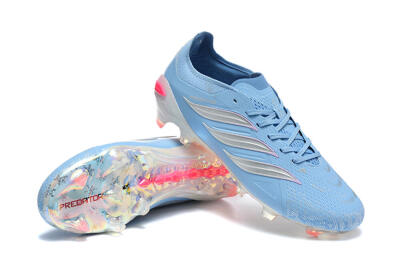 Adidas Predator 26 Elite FG Firm Ground Soccer Cleats - Blue/Ice Blue/Metallic Silver