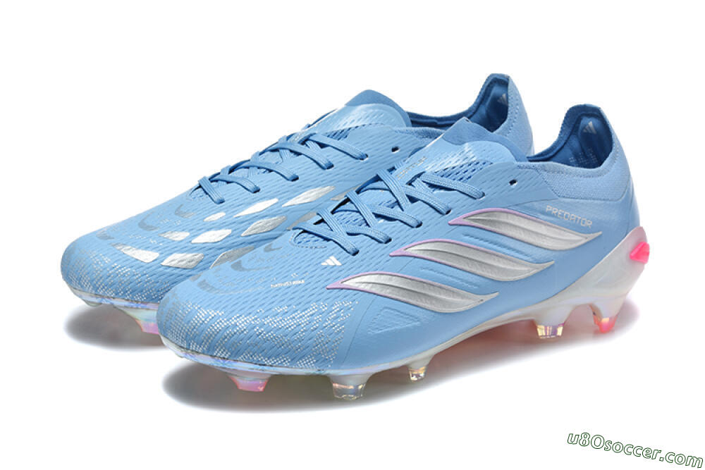 Adidas Predator 26 Elite FG Firm Ground Soccer Cleats - Blue/Ice Blue/Metallic Silver 5