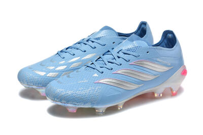 Adidas Predator 26 Elite FG Firm Ground Soccer Cleats - Blue/Ice Blue/Metallic Silver