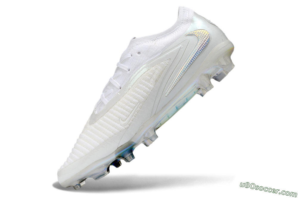 Nike Phantom 6 Elite Low FG Firm Ground Soccer Cleats - White/Pearlescent White/Iridescent Silver 5