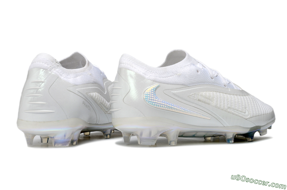 Nike Phantom 6 Elite Low FG Firm Ground Soccer Cleats - White/Pearlescent White/Iridescent Silver 6