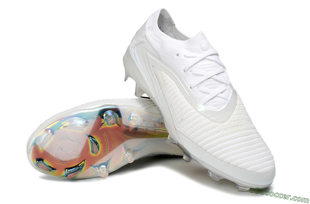 Nike Phantom 6 Elite Low FG Firm Ground Soccer Cleats - White/Pearlescent White/Iridescent Silver 3