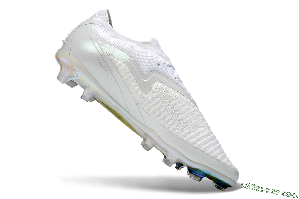 Nike Phantom 6 Elite Low FG Firm Ground Soccer Cleats - White/Pearlescent White/Iridescent Silver 4