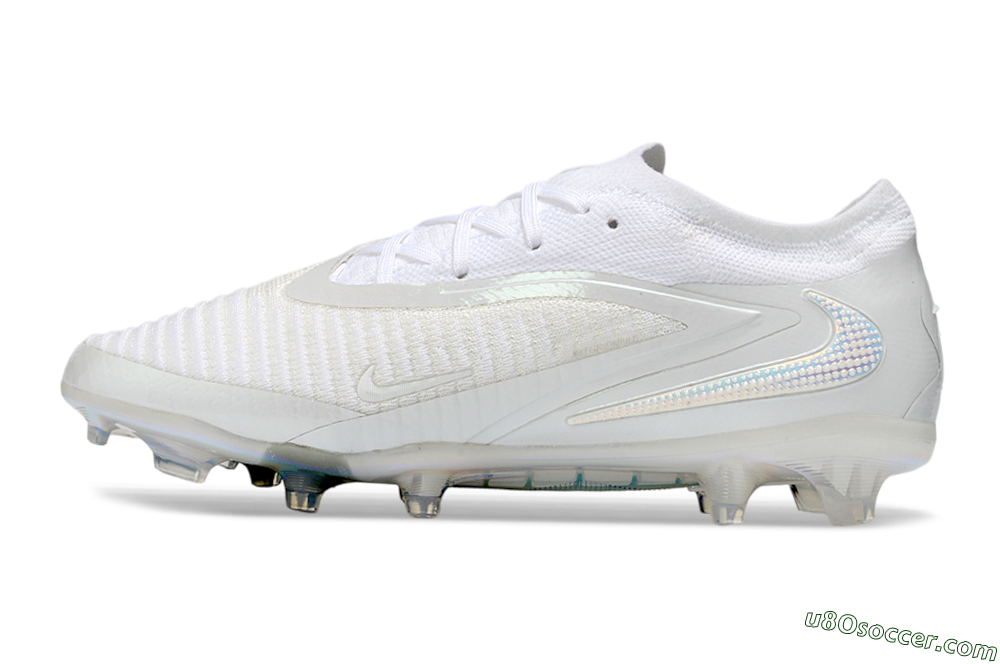 Nike Phantom 6 Elite Low FG Firm Ground Soccer Cleats - White/Pearlescent White/Iridescent Silver 2
