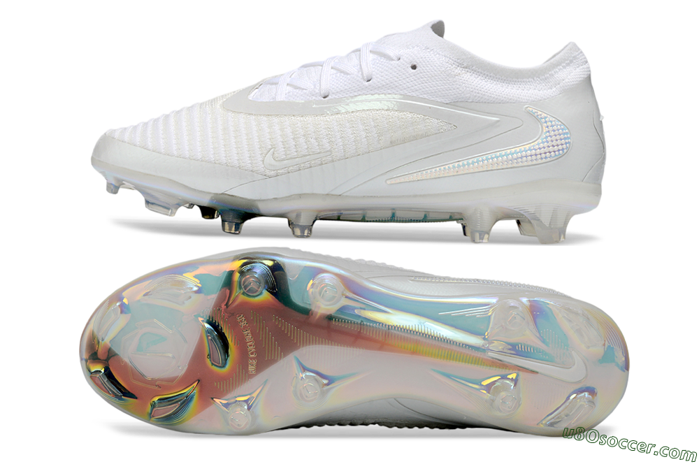 Nike Phantom 6 Elite Low FG Firm Ground Soccer Cleats - White/Pearlescent White/Iridescent Silver 0
