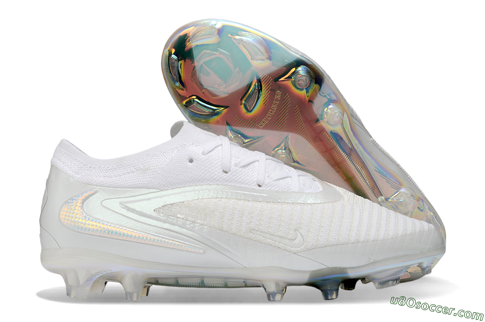 Nike Phantom 6 Elite Low FG Firm Ground Soccer Cleats - White/Pearlescent White/Iridescent Silver 1