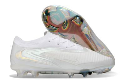 Nike Phantom 6 Elite Low FG Firm Ground Soccer Cleats - White/Pearlescent White/Iridescent Silver