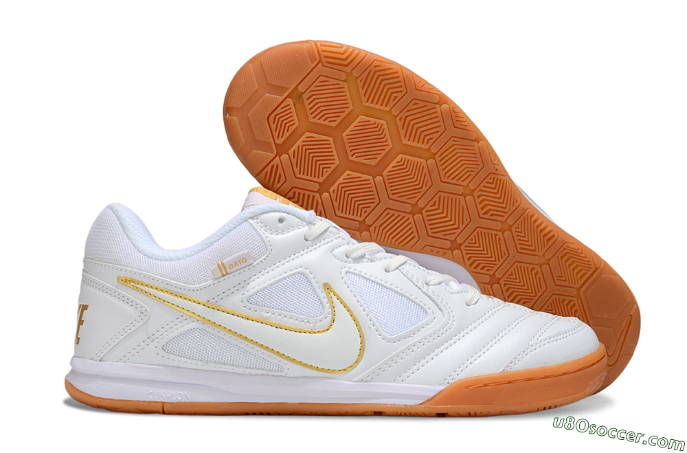 Supreme x Nike SB Gato IC Indoor & Futsal Soccer Shoes - White/Summit White/Metallic Gold 1