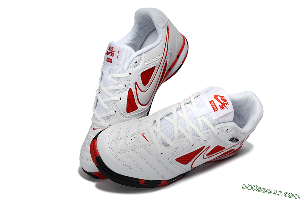 Supreme x Nike SB Gato IC Indoor & Futsal Soccer Shoes - White/White/University Red 3