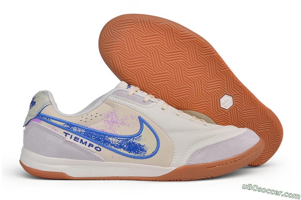 Nike Tiempo Legend SE IC Indoor & Futsal Soccer Shoes - Beige/Summit White/Blue Void 1