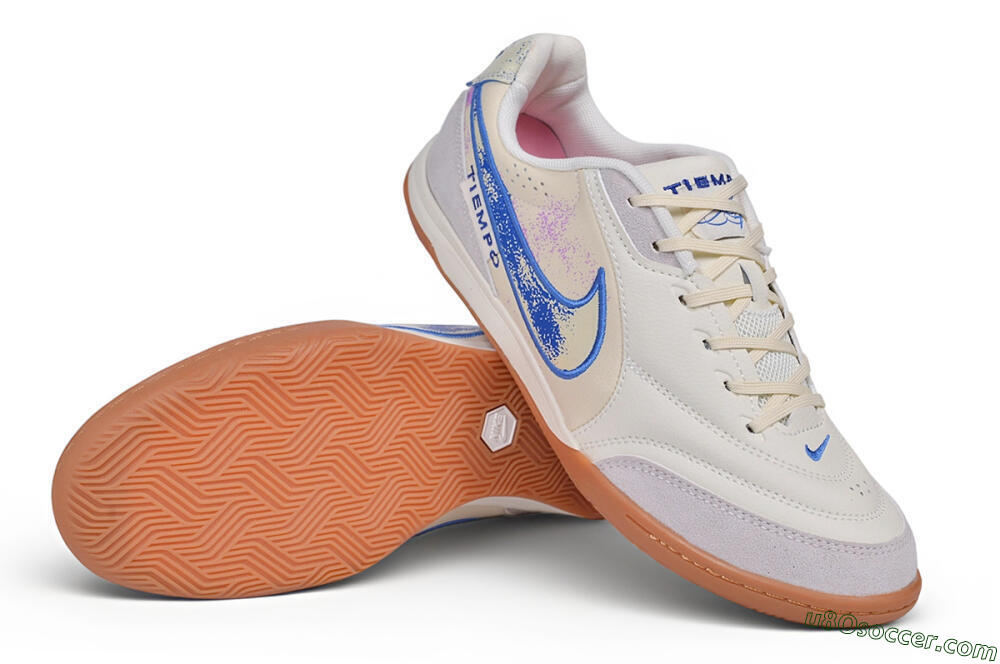 Nike Tiempo Legend SE IC Indoor & Futsal Soccer Shoes - Beige/Summit White/Blue Void 3