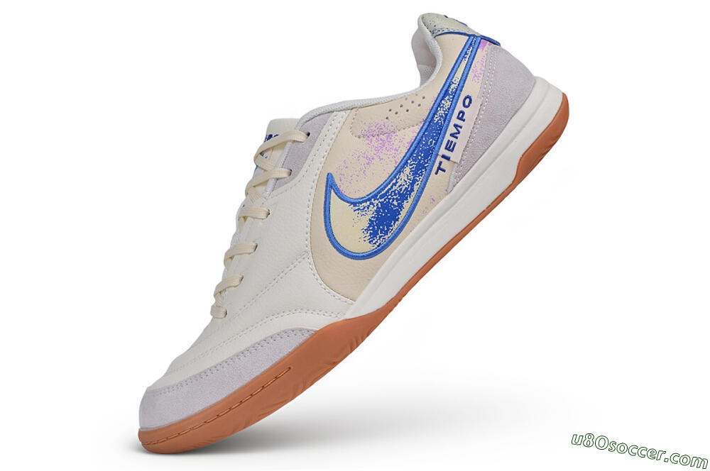 Nike Tiempo Legend SE IC Indoor & Futsal Soccer Shoes - Beige/Summit White/Blue Void 5