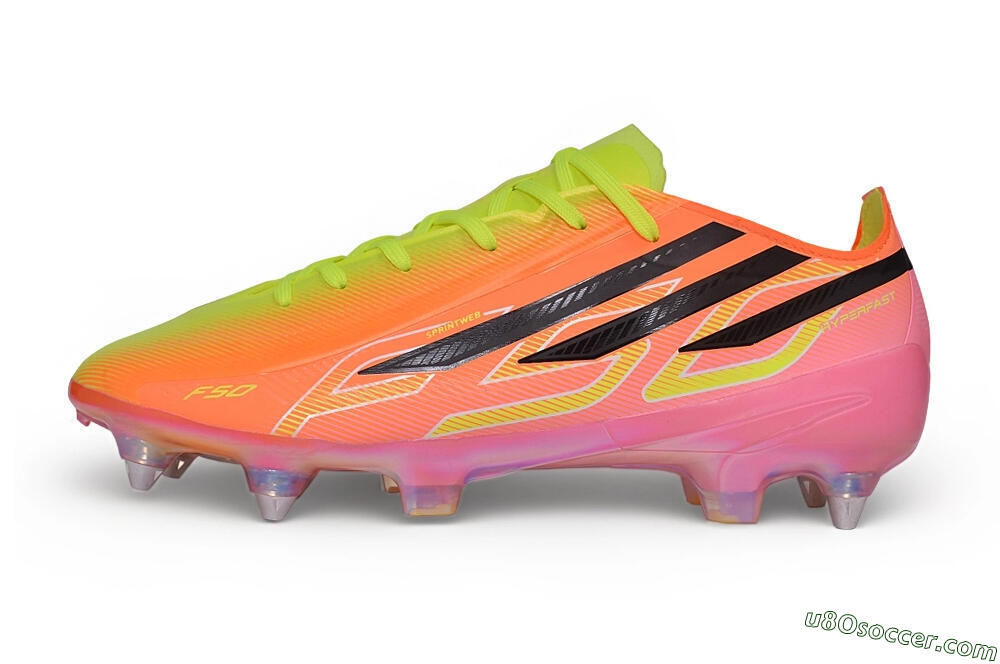 Adidas F50 Hyperfast Elite SG Soft Ground Soccer Cleats - Orange/Solar Red/Lucid Lemon 2