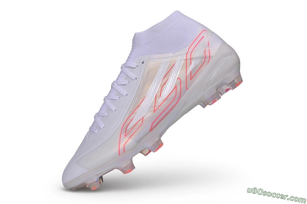 Adidas F50 Hyperfast Elite FG Firm Ground Soccer Cleats - White/Cloud White/Solar Red 5