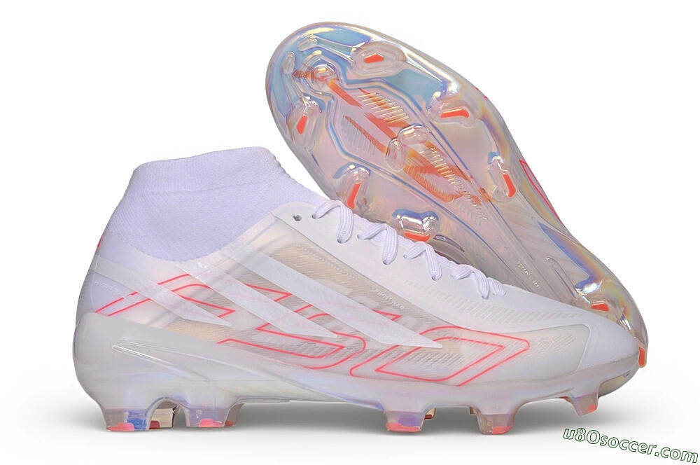 Adidas F50 Hyperfast Elite FG Firm Ground Soccer Cleats - White/Cloud White/Solar Red 1