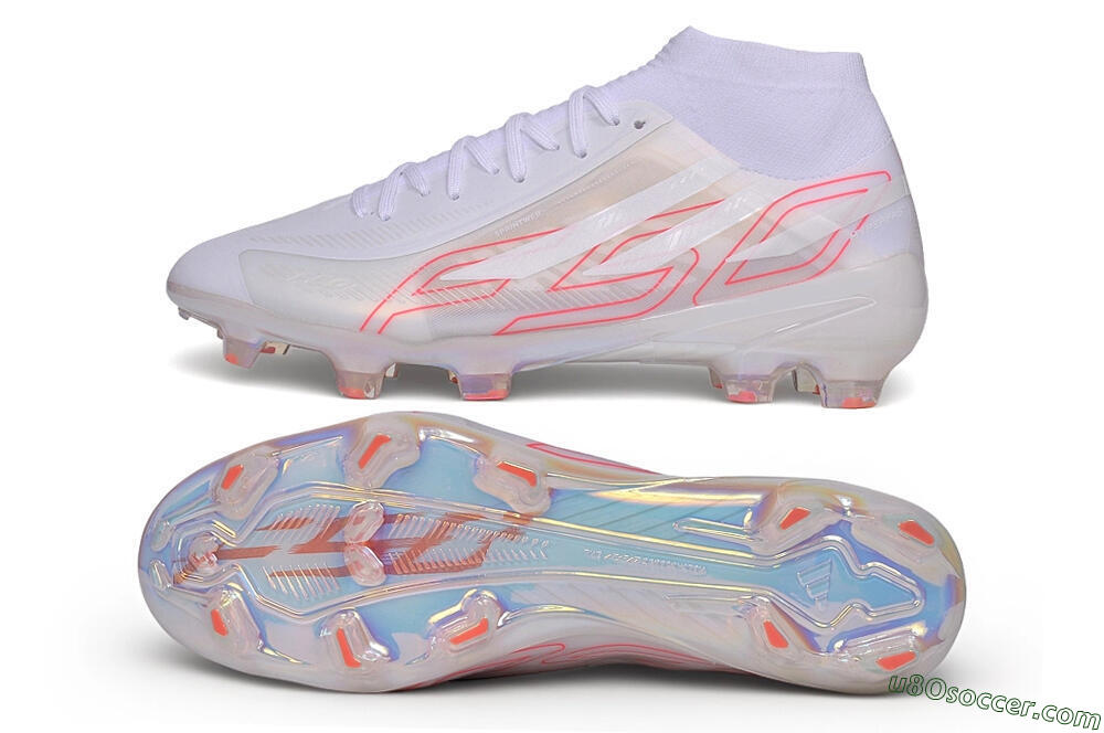 Adidas F50 Hyperfast Elite FG Firm Ground Soccer Cleats - White/Cloud White/Solar Red 0