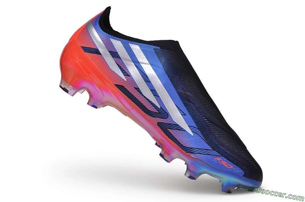 Adidas F50 Hyperfast Elite Laceless FG Firm Ground Soccer Cleats - Black/Lucid Blue/Solar Red 4