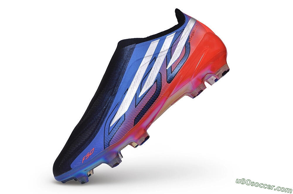 Adidas F50 Hyperfast Elite Laceless FG Firm Ground Soccer Cleats - Black/Lucid Blue/Solar Red 5