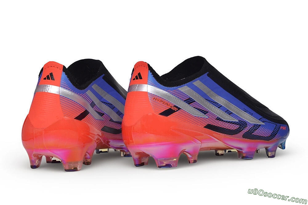 Adidas F50 Hyperfast Elite Laceless FG Firm Ground Soccer Cleats - Black/Lucid Blue/Solar Red 6