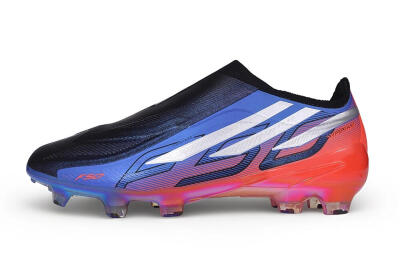 Adidas F50 Hyperfast Elite Laceless FG Firm Ground Soccer Cleats - Black/Lucid Blue/Solar Red