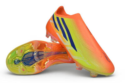 Adidas F50 Hyperfast Elite Laceless FG Firm Ground Soccer Cleats - Orange/Solar Orange/Lucid Lemon