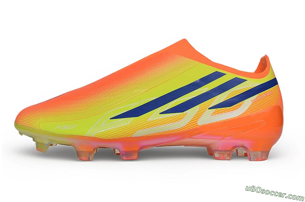 Adidas F50 Hyperfast Elite Laceless FG Firm Ground Soccer Cleats - Orange/Solar Orange/Lucid Lemon 2