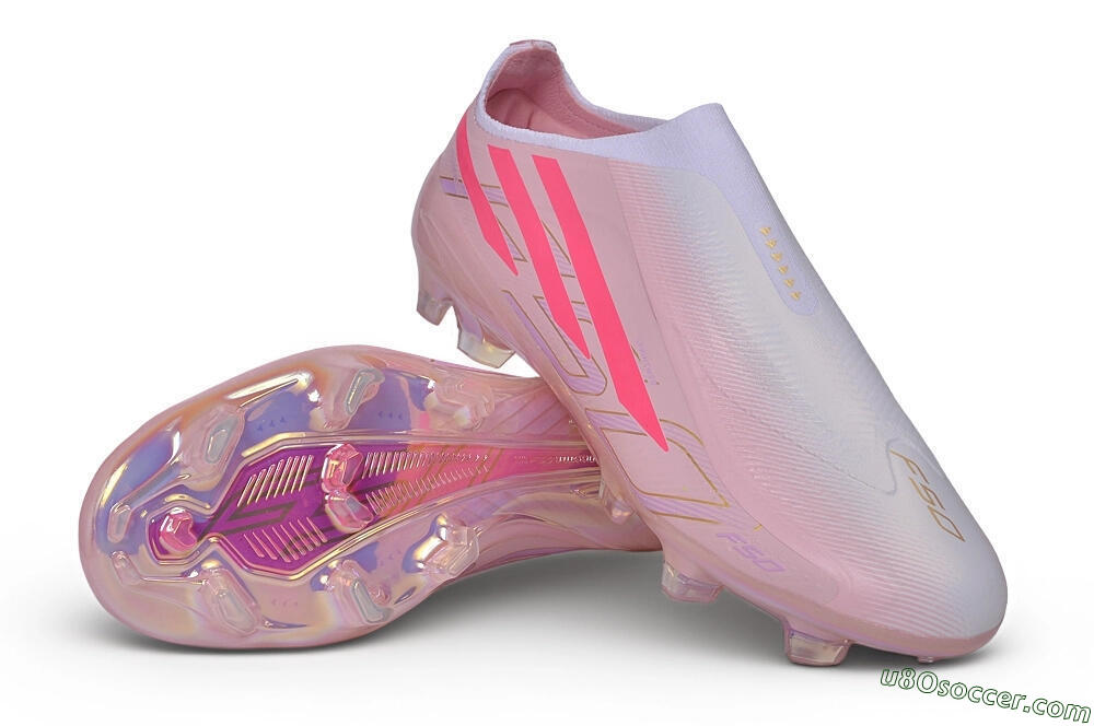 Adidas F50 Hyperfast Elite Laceless FG Firm Ground Soccer Cleats - Pink/Iridescent Pink/Flash Pink 3