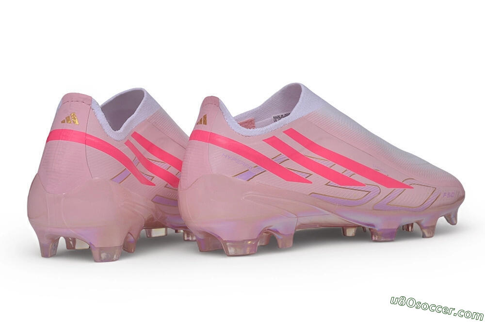 Adidas F50 Hyperfast Elite Laceless FG Firm Ground Soccer Cleats - Pink/Iridescent Pink/Flash Pink 6