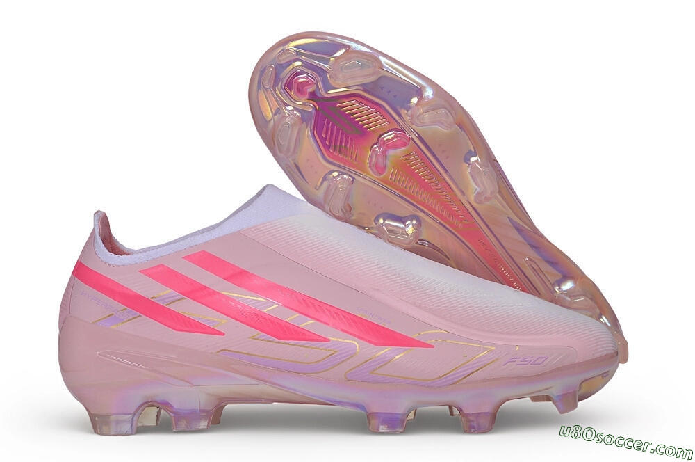 Adidas F50 Hyperfast Elite Laceless FG Firm Ground Soccer Cleats - Pink/Iridescent Pink/Flash Pink 1