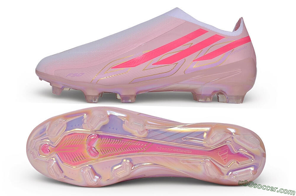 Adidas F50 Hyperfast Elite Laceless FG Firm Ground Soccer Cleats - Pink/Iridescent Pink/Flash Pink 0