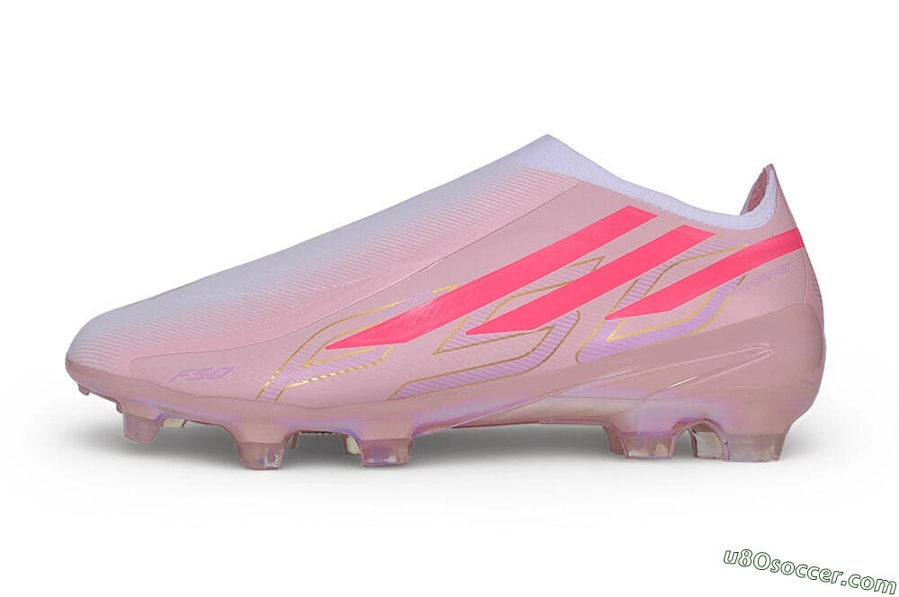 Adidas F50 Hyperfast Elite Laceless FG Firm Ground Soccer Cleats - Pink/Iridescent Pink/Flash Pink 2