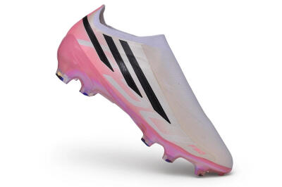 Adidas F50 Hyperfast Elite Laceless FG Firm Ground Soccer Cleats - White/Iridescent Pink/Black