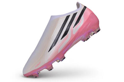 Adidas F50 Hyperfast Elite Laceless FG Firm Ground Soccer Cleats - White/Iridescent Pink/Black