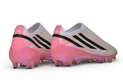Adidas F50 Hyperfast Elite Laceless FG Firm Ground Soccer Cleats - White/Iridescent Pink/Black