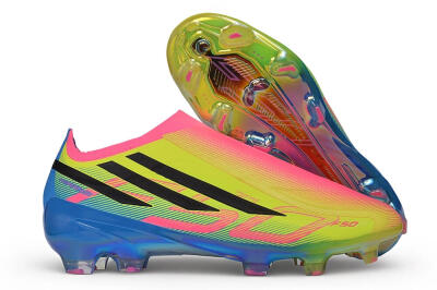 Adidas F50 Hyperfast Elite Laceless FG Firm Ground Soccer Cleats - Multicolor/Lucid Pink/Lucid Blue