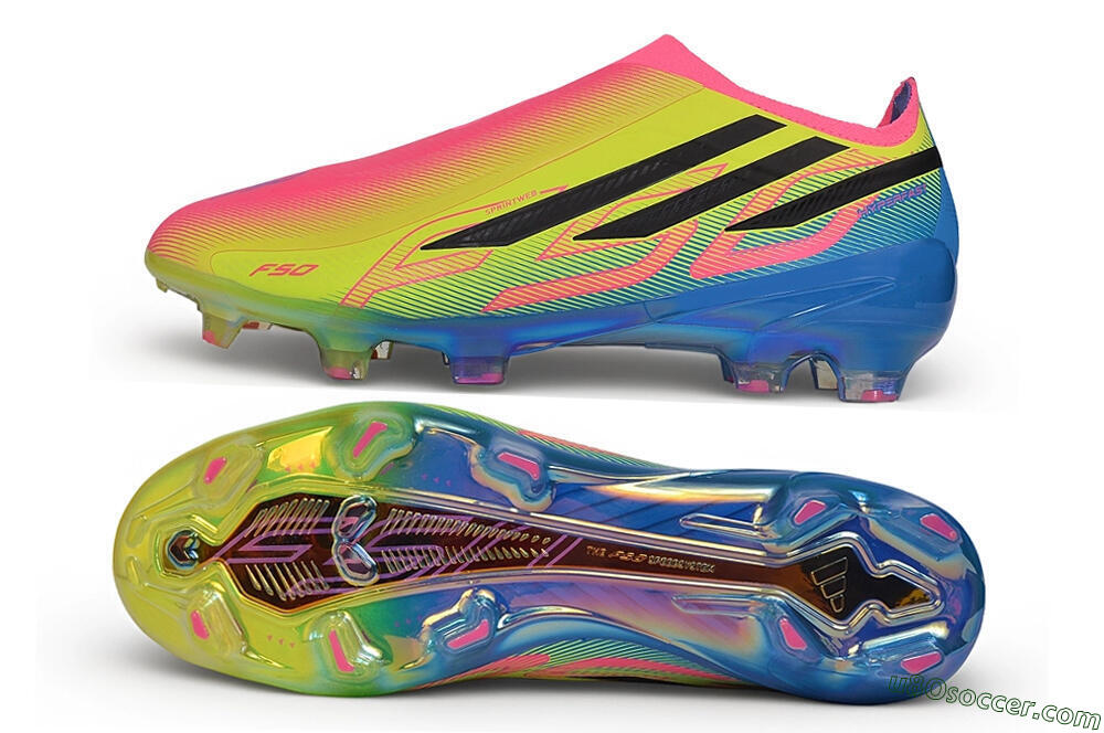 Adidas F50 Hyperfast Elite Laceless FG Firm Ground Soccer Cleats - Multicolor/Lucid Pink/Lucid Blue 0